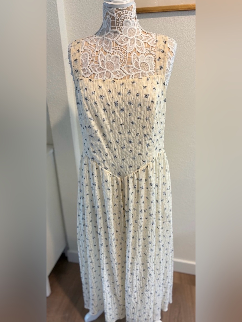 Chelsea28 Cream Maxi Dress with Navy Floral Print